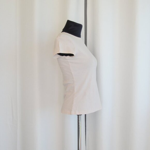 Filippa K Ribbed Knit Cream Baby Tee Sz M - Picture 3 of 6